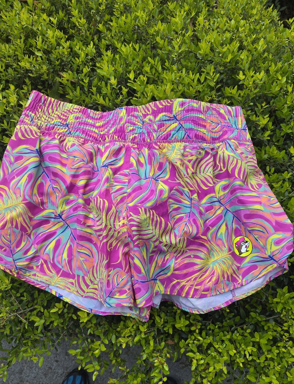 Bucee's Women’s Pink Tropical Print Athletic Shorts